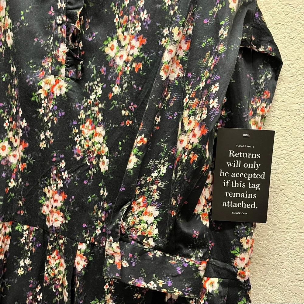 Tuckernuck Tate Dress Onyx Falling Flowers Bouquet Floral Ruffle Pleated Hem 3XL - Picture 10 of 11
